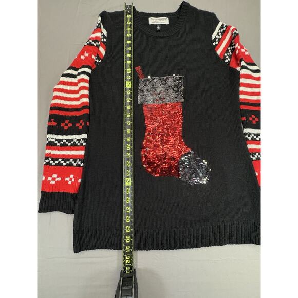 Tiara International UglyChristmas Collection Sweater Women’s LG Sequin Stocking - Picture 6 of 11